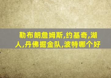 勒布朗詹姆斯,约基奇,湖人,丹佛掘金队,波特哪个好